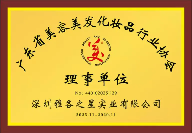 广东省美容美发化妆品行业协会理事单位证书